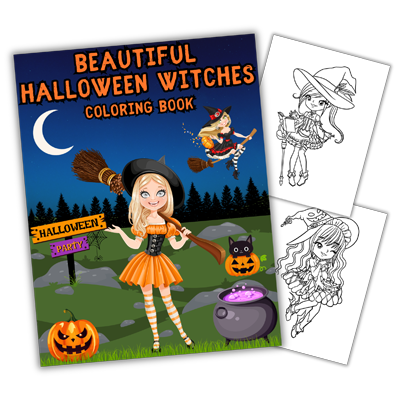 Beautiful Halloween Witches Coloring Book for Kids by LunaCat Color