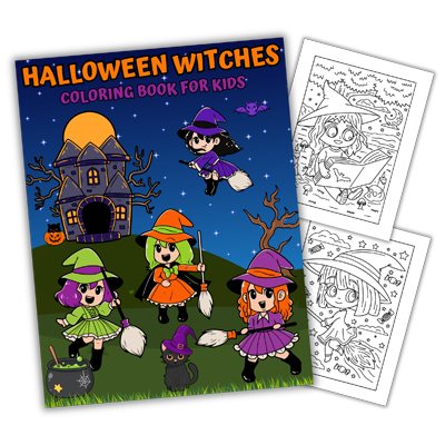 Halloween Witches Coloring Book for Kids by LunaCat Color