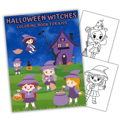 Halloween Witches Coloring Book for Kids by LunaCat Color