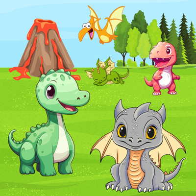 Dinosaurs and Dragons Themed Coloring Books