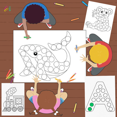 Dot Markers Themed Coloring Books