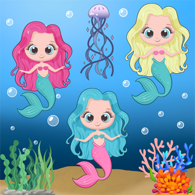 Mermaids Themed Coloring Books